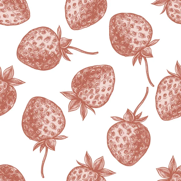 Nahtloses Muster mit handgezeichneten pastellfarbenen Erdbeeren — Stockvektor
