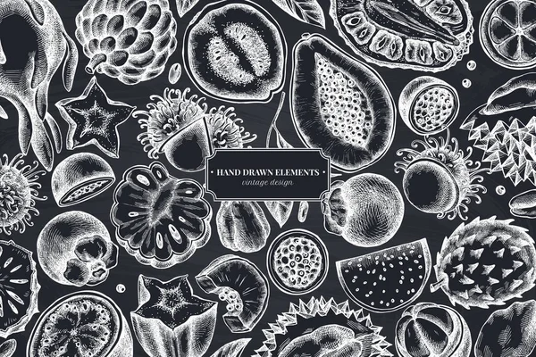 Tebeşir papaya, guava, tutku meyvesi, yıldız meyvesi, durian, rambutan, pitaya, jackfruit, şeker-elma, soursop, mangosteen