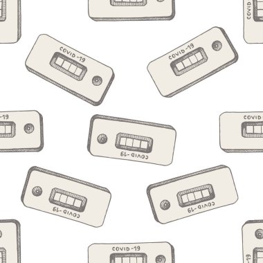 Elle çizilmiş pastel Coronavirus hızlı test ile kusursuz desen