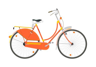 Beyaz bir arka plan üzerinde çizgi film retro bisiklet. Düz vektör