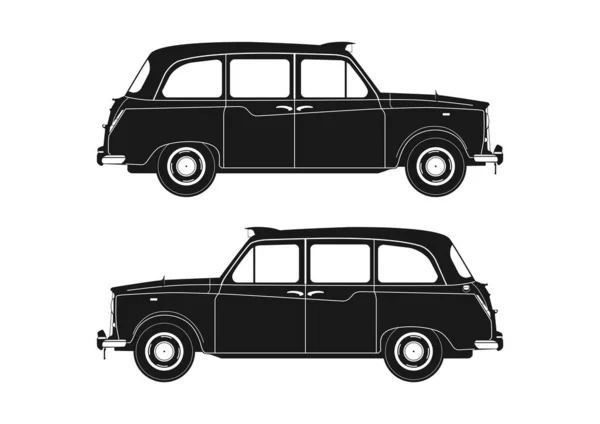 Londense Taxi Silhouet Zijaanzicht Van Vintage Taxi Uit Jaren 1960 — Stockvector