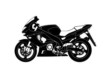 Silhouette of a modern racing motorcycle. Side view. Flat vector.