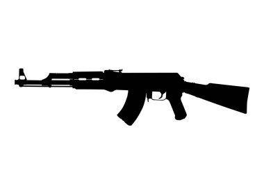 AK-47 makineli tüfeğin silueti. Yan görüş. Düz vektör.