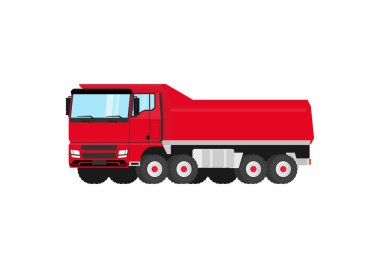 Ağır Çöp Kamyonu. Modern standart bahşiş kamyonu. Düz vektör.