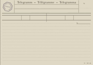 Klasik Telegram. Boş telgraf formu. Eğimsiz vektör.