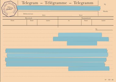 Klasik Telegram. Boş telgraf formu. Eğimsiz vektör.