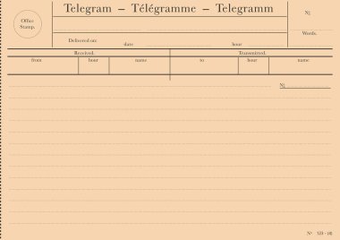 Klasik Telegram. Boş telgraf formu. Eğimsiz vektör.