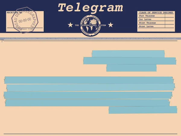 Blank Vintage Telegram Form Copy Space Flat Vector Gradients — Stock Vector