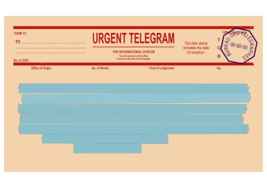 Eski, boş, acil telgraf formu. Eğim olmadan vektörü düzenlemek kolay.