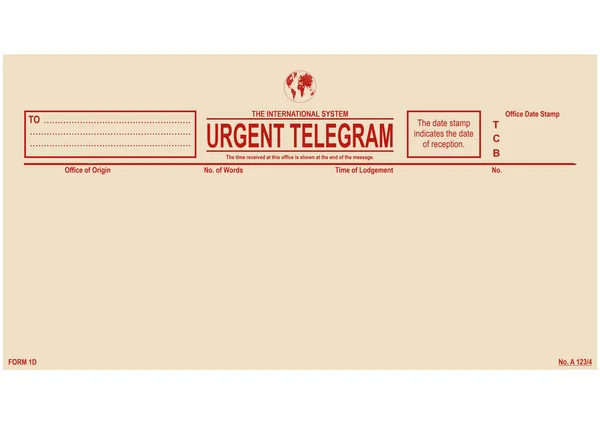 Vintage Vierge Forme Télégramme Urgent Facile Éditer Vecteur Sans Dégradés — Image vectorielle