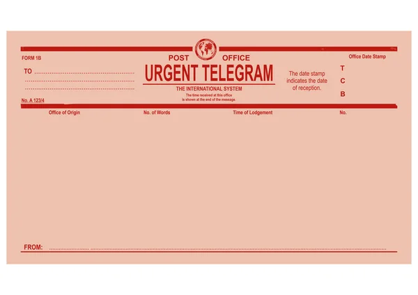 Vintage Vierge Forme Télégramme Urgent Facile Éditer Vecteur Sans Dégradés — Image vectorielle