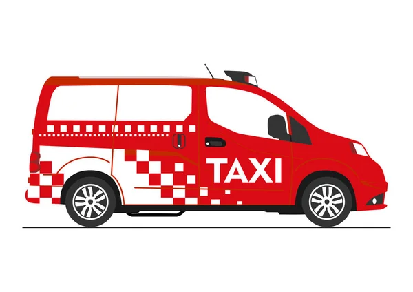 Modern Taxi Fehér Háttérrel Oldalnézetből Vektor Lejtő Nélkül — Stock Vector