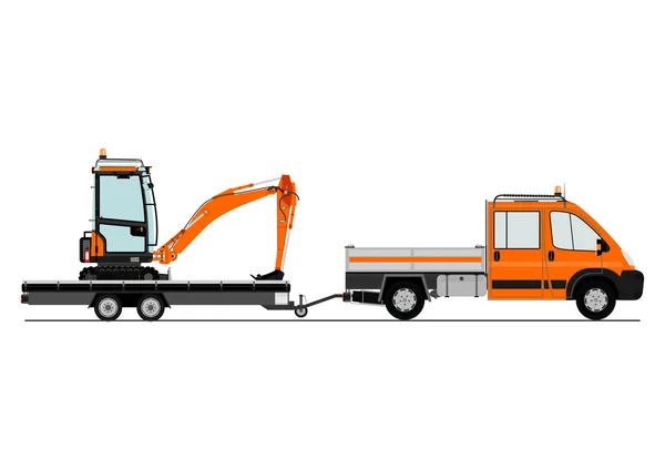 Truck and excavator — Stock Vector