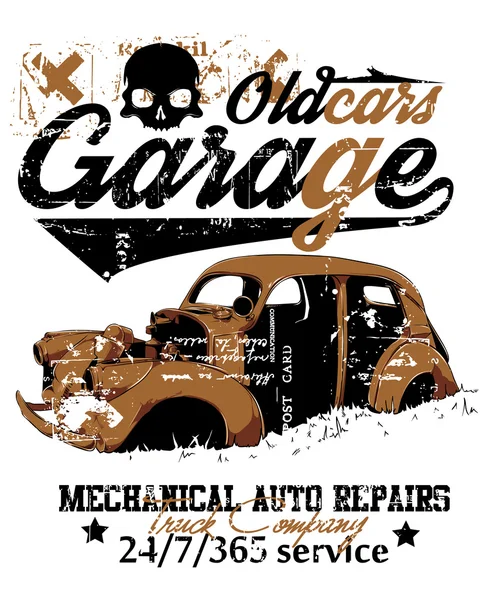 Old car garage — Stock Vector