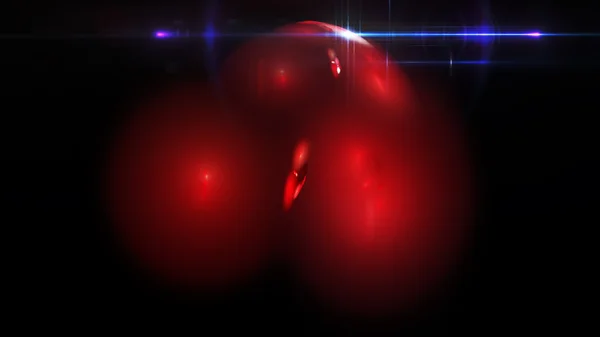 Deep red spherical formations with lens flares — Stock Photo, Image