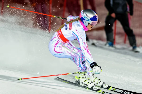 Lindsey Vonn (EE.UU.) en acción en FIS SKI WORLD CUP —  Fotos de Stock