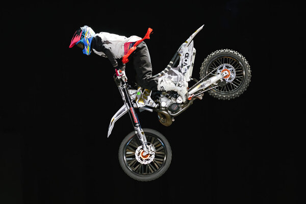 Acrobatic jump from Fredrik Berggren (SWE) at the Night of the j