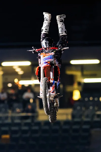 Acrobatic jump from Hannes Ackermann (GER) at the Night of the j — Stock Photo, Image