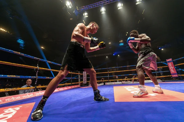 Boxe noturno de luta nórdica entre Oscar Ahlin (SWE) e Patrick — Fotografia de Stock