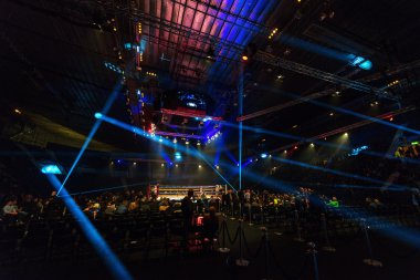 The Hovet arena with the ringside in bright lights during the No clipart