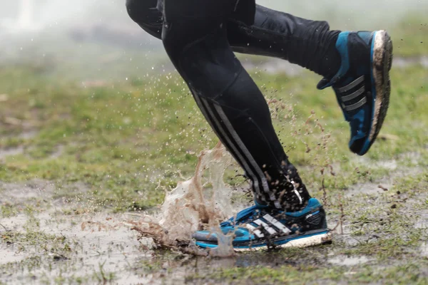 Viking dur autour de Stockholm Stadion avec l'eau et le feu ob — Photo