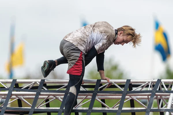 The A frame net at the finnish of Tough Viking obstacle course a — Stock Photo, Image