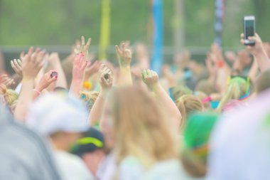 Eller havaya renk Tropicolor çalıştırmak dünya turu Stockholm