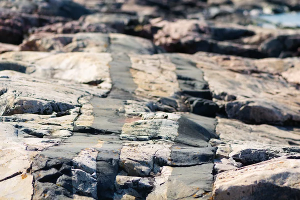 Γεωλογική γραμμές στο βράχο στην ακτή της Βαλτικής — Φωτογραφία Αρχείου