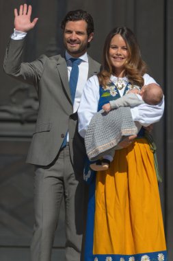 Prince Carl Philip and Princess Sofia with their newborn Prince  clipart