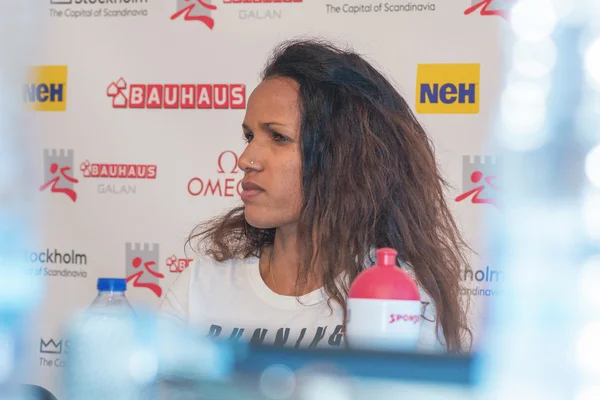 Persconferentie bij de Iaaf Diamond League in Stockholm met Meraf — Stockfoto