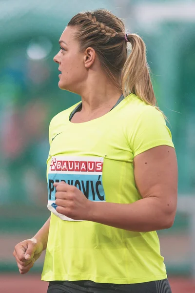 Sandra Perkovic in the women discus throw at the IAAF Diamond Le — Stock Photo, Image