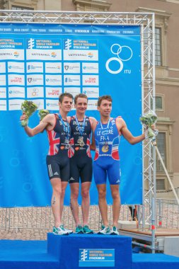 Angelica Olmo (Ita) başlamadan önce kadınlar ITU triatlon olay Stockholm