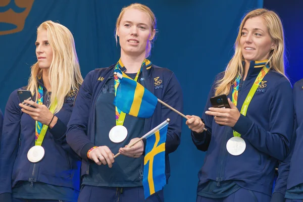 リオからオリンピック メダリスト、Kungstradgarden で祝われる — ストック写真