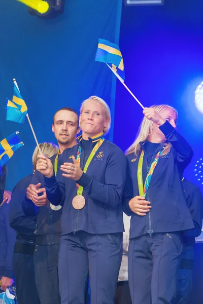 Medallistas olímpicos de Río se celebran en Kungstradgarden —  Fotos de Stock