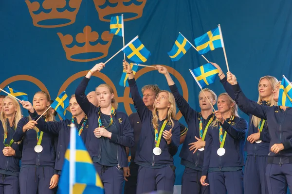 Olympische kampioenen uit Rio worden gevierd in Kungstradgarden — Stockfoto