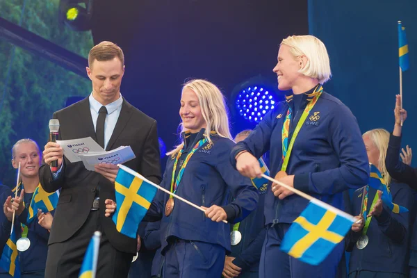 Olympic medalists from Rio are celebrated in Kungstradgarden — Stock Photo, Image