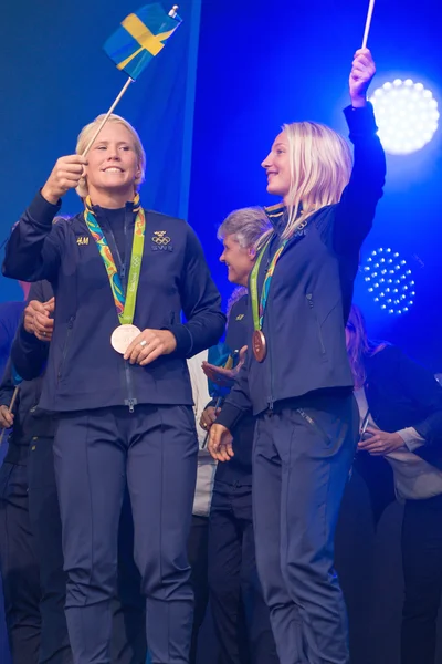 Olimpiai érmesek Rio ünneplik a Kungstradgarden — Stock Fotó