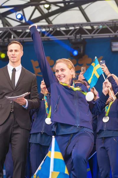 Olympic medalists from Rio are celebrated in Kungstradgarden — Stock Photo, Image