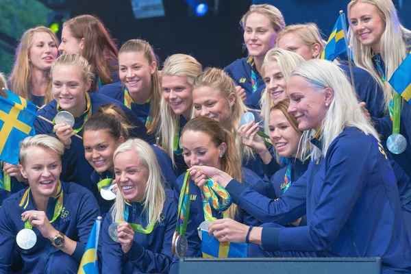 Olympische kampioenen uit Rio worden gevierd in Kungstradgarden — Stockfoto