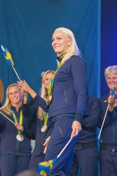 Medallistas olímpicos de Río se celebran en Kungstradgarden —  Fotos de Stock