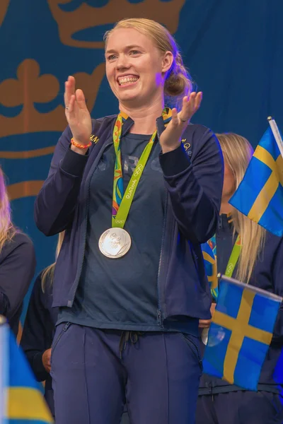 Olympijští vítězové z Ria se slaví v Kungstradgarden — Stock fotografie