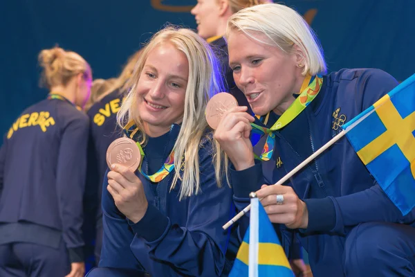 Medalhistas olímpicos do Rio são celebrados em Kungstradgarden — Fotografia de Stock