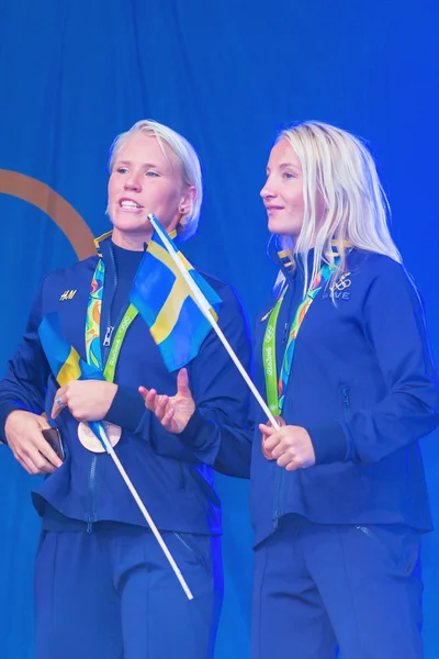 Medalhistas olímpicos do Rio são celebrados em Kungstradgarden — Fotografia de Stock