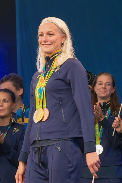 Médaillés olympiques de Rio sont célébrés dans Kungstradgarden — Photo