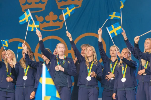 Olympiske medaljevinnere fra Rio blir feiret i Kungstradgarden – stockfoto