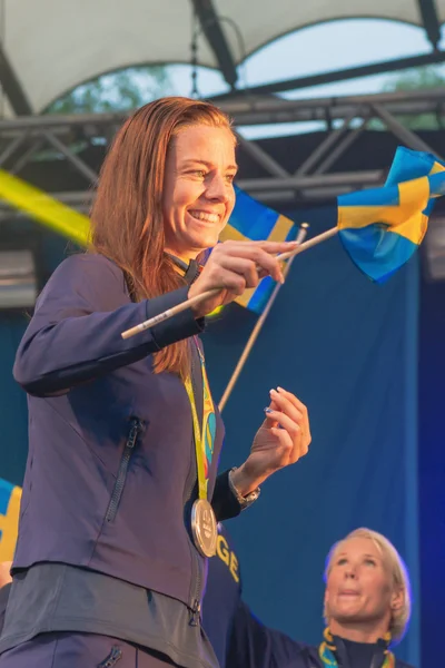 Olympische kampioenen uit Rio worden gevierd in Kungstradgarden — Stockfoto