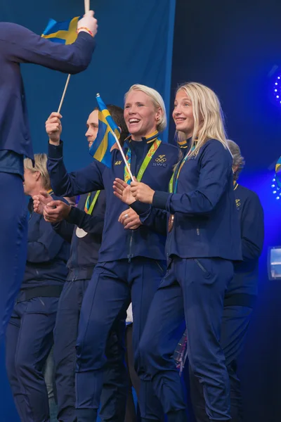 Medallistas olímpicos de Río se celebran en Kungstradgarden —  Fotos de Stock