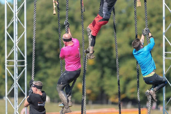 Rope climb at the Tough Viking event at Gardet in Stockholm