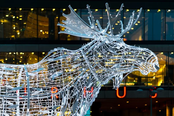 Closeup of a Moose made with light in the city centre of Stockho — Stock Photo, Image