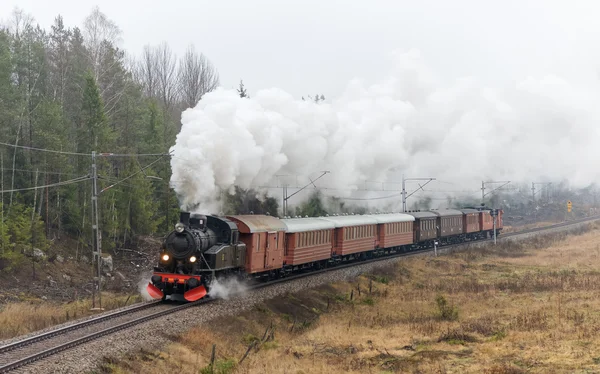 完全な蒸気に行く Steamtrain S1 — ストック写真